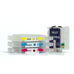 TO321 T0422 tot 424: 4 lege navulbare cartridges met autoreset-chip