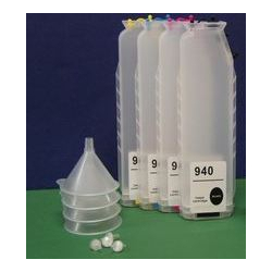 Kit HP940 XL: 4 refillable cartridges WITHOUT CHIP large capacity