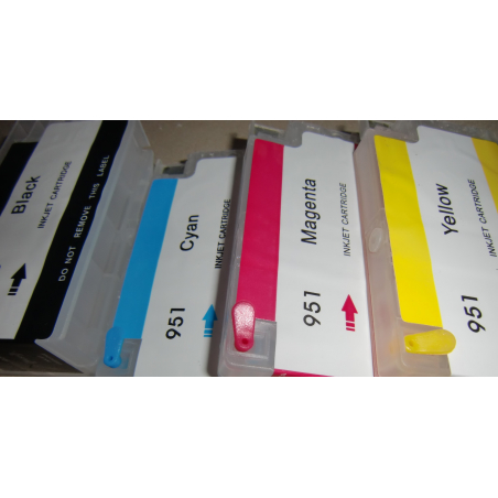 HP950/951 :4 cartouches rechargeables avec puces pour cartouches HP