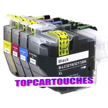 LC3219XL: 4 cartuchos recargables + chips de un solo uso