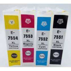 T7551-7554: 4 volle cartridges voor Epson WF8590 dtwf