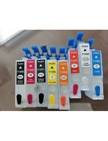 T1590-1599: 8 cartouches d'encre vides rechargeables avec puce auto-reset