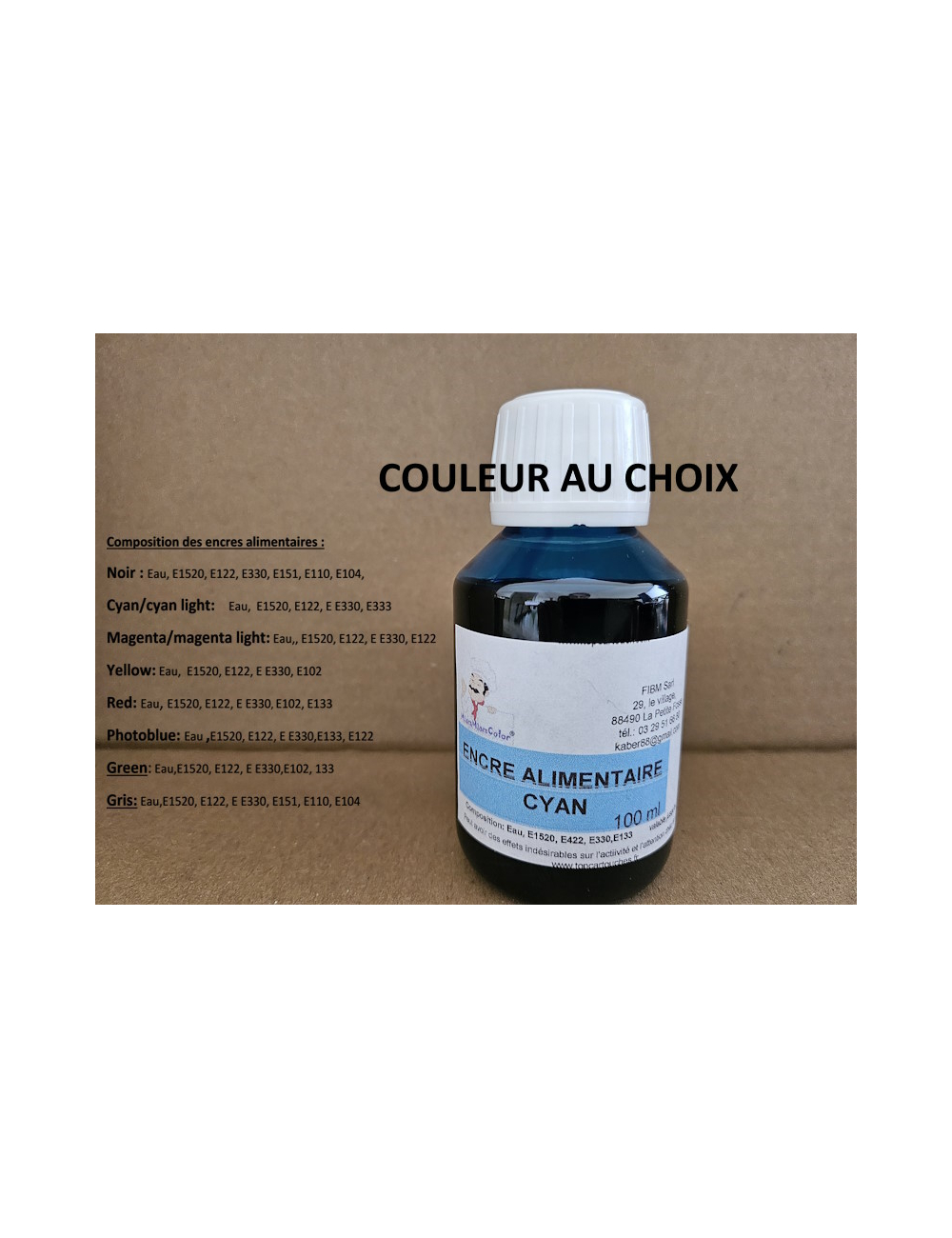 100 ml alimentaire HP encre (couleur au choix)